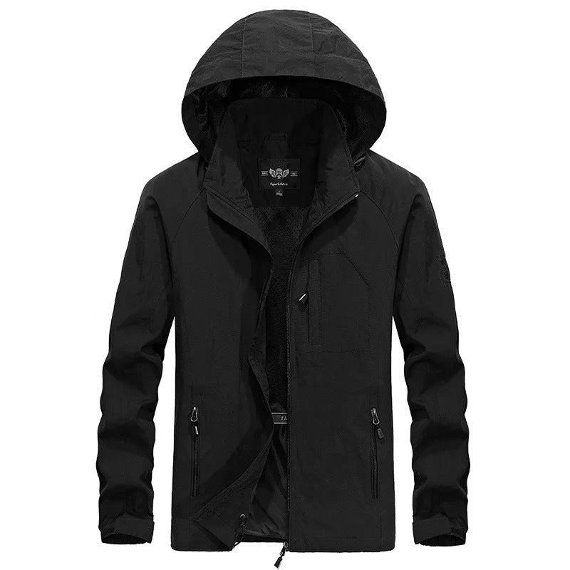 Herren leichter winddichter Shell‑Hoodie mit Mesh‑Futter, Kapuze und verstellbarem Saum Nord Taschen