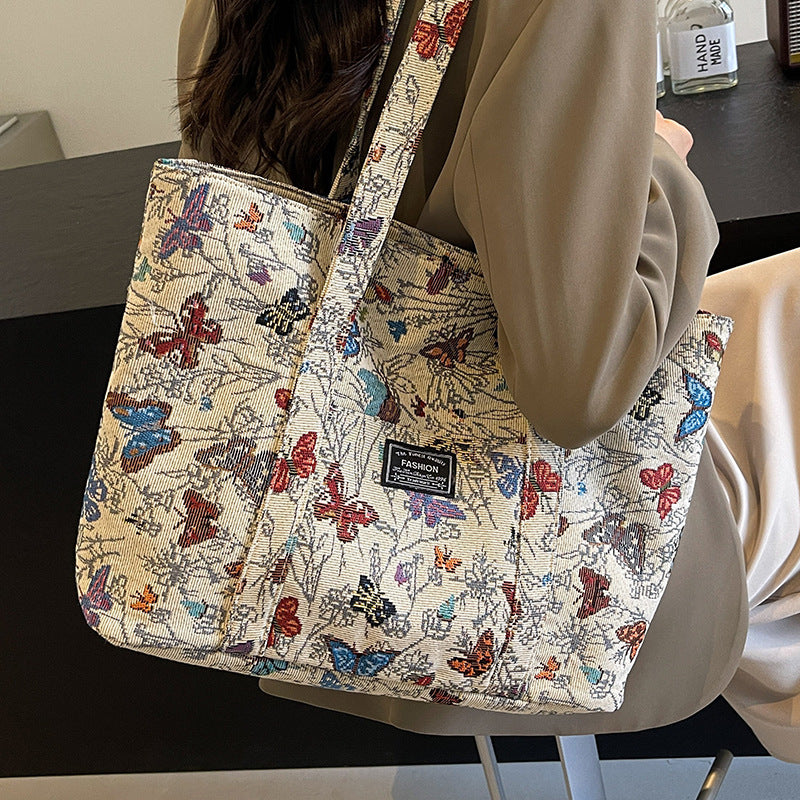 Damen Tragetasche mit floralem Jacquard-Muster und robusten Griffen Nord Taschen
