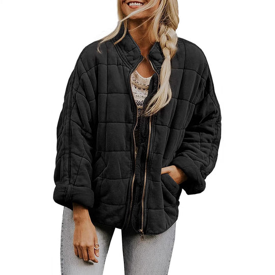 Damen Oversize Steppjacke mit Reißverschluss und Eingrifftaschen Nord Taschen