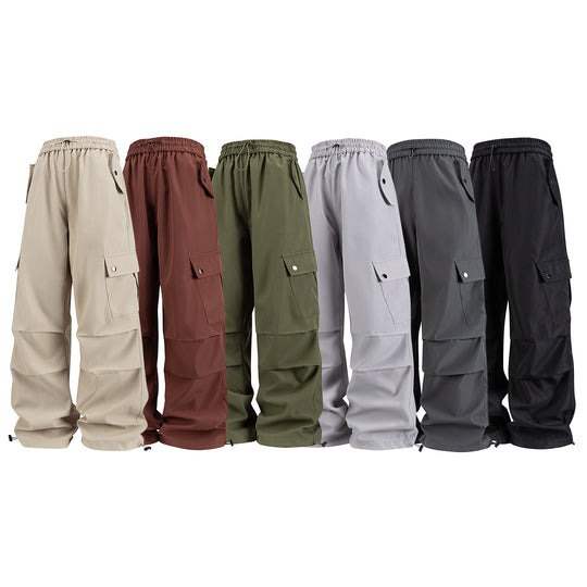 Herren Weite Utility-Cargohose mit Tunnelzugbund, Klapptaschen und verstellbaren Saumabschlüssen Nord Taschen
