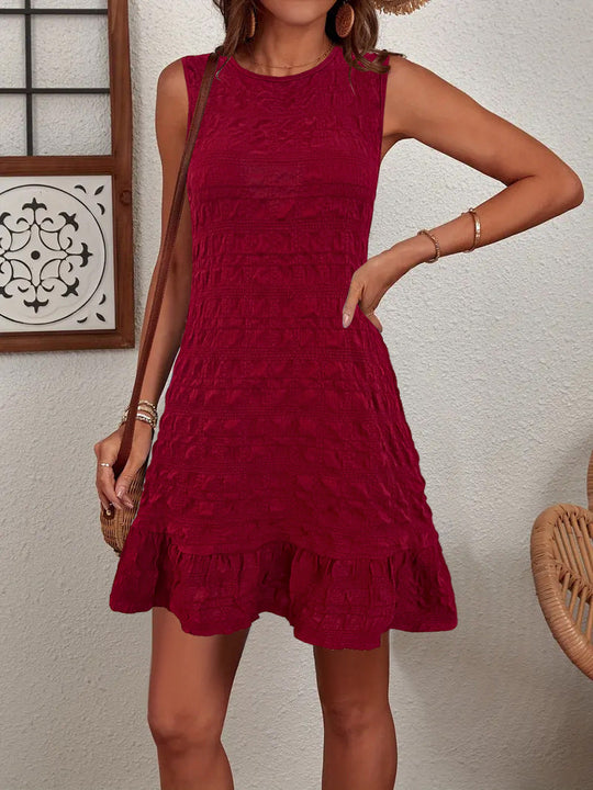Damen ärmelloses Sommerkleid mit Rüschendetails