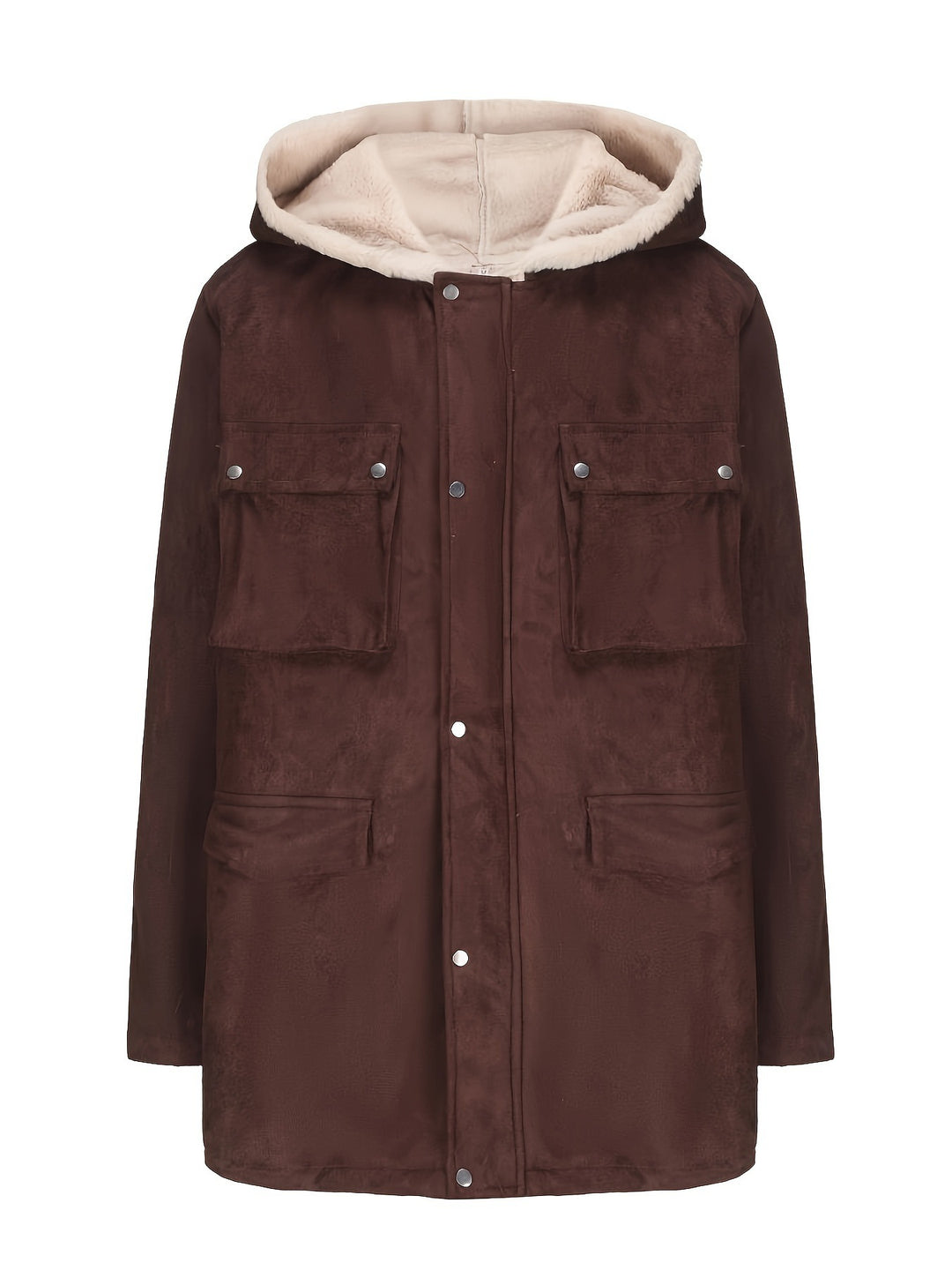 Herren Parka im Field‑Stil mit Teddyfutter in Kapuze, aufgesetzten Pattentaschen und Druckknopfverschluss Nord Taschen