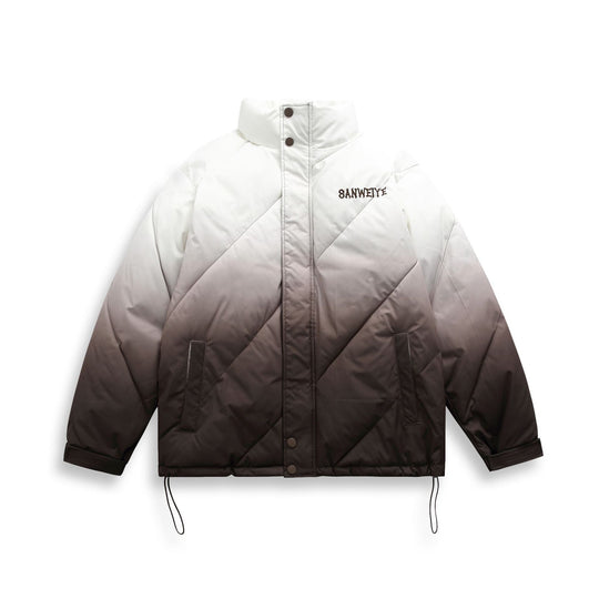 Unisex Kurz geschnittene wattierte Jacke mit Ombre‑Verlauf und diagonal gesteppter Struktur Nord Taschen