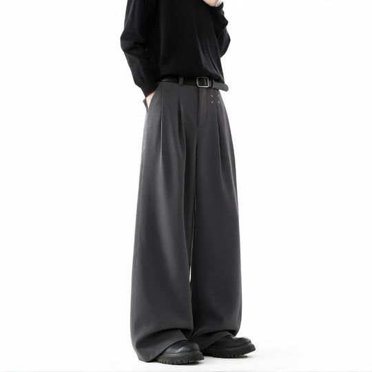 Herren Extrawide Palazzo-Hose mit hoher Taille, Bundfalten und weitem Bein Nord Taschen