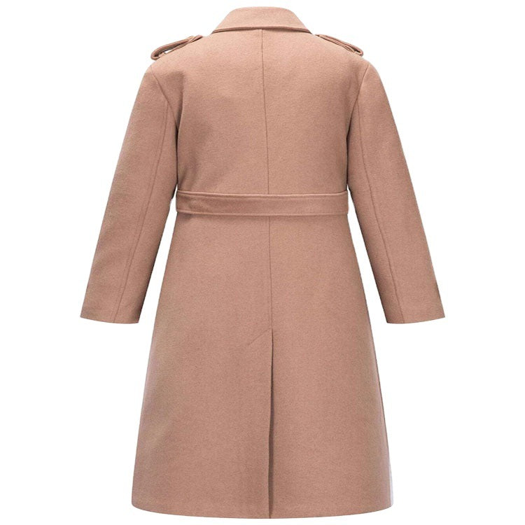 Damen taillierter A‑Linien Trenchcoat aus Woll‑Kaschmirmix mit Taillengürtel und Patten Nord Taschen