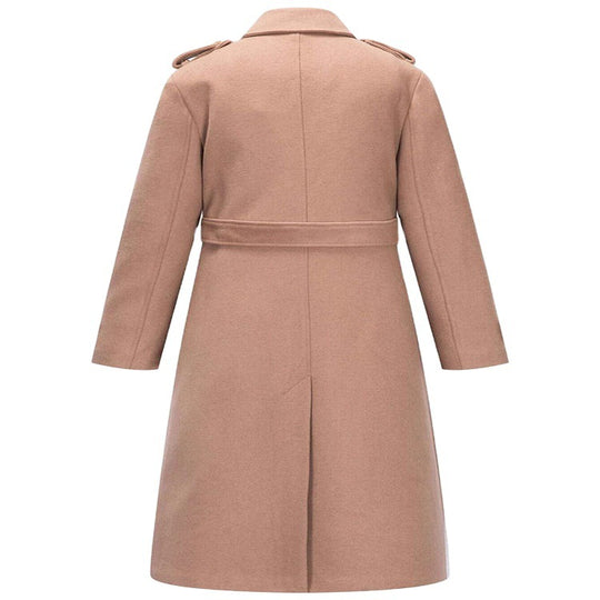 Damen taillierter A‑Linien Trenchcoat aus Woll‑Kaschmirmix mit Taillengürtel und Patten Nord Taschen