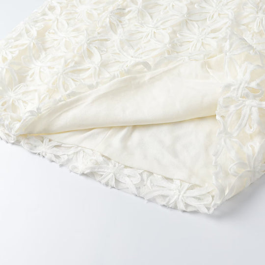 Damen A-Linien Mini-Kleid mit dreidimensionaler Blumenstickerei und Puffärmeln Nord Taschen
