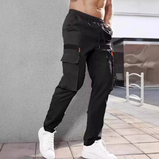Herren Slim‑Tapered Utility‑Cargohose mit elastischem Bund, Kordelzug & Mehrfachklapptaschen Nord Taschen