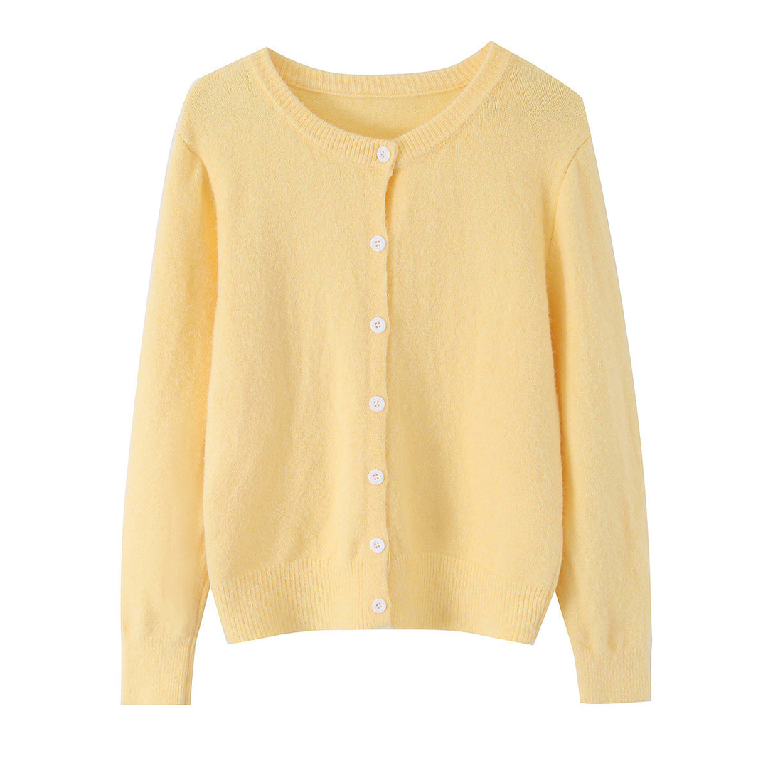 Damen Feinstrick-Cardigan mit Rundhalsausschnitt, durchgehender Knopfleiste und geripptem Saum Nord Taschen