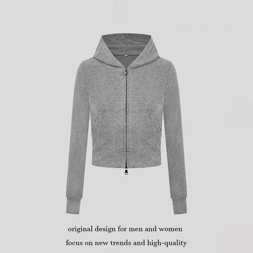 Damen Kurz geschnittene Kapuzenjacke aus Baumwollmix mit zweiseitigem Reißverschluss und Rippbündchen Nord Taschen