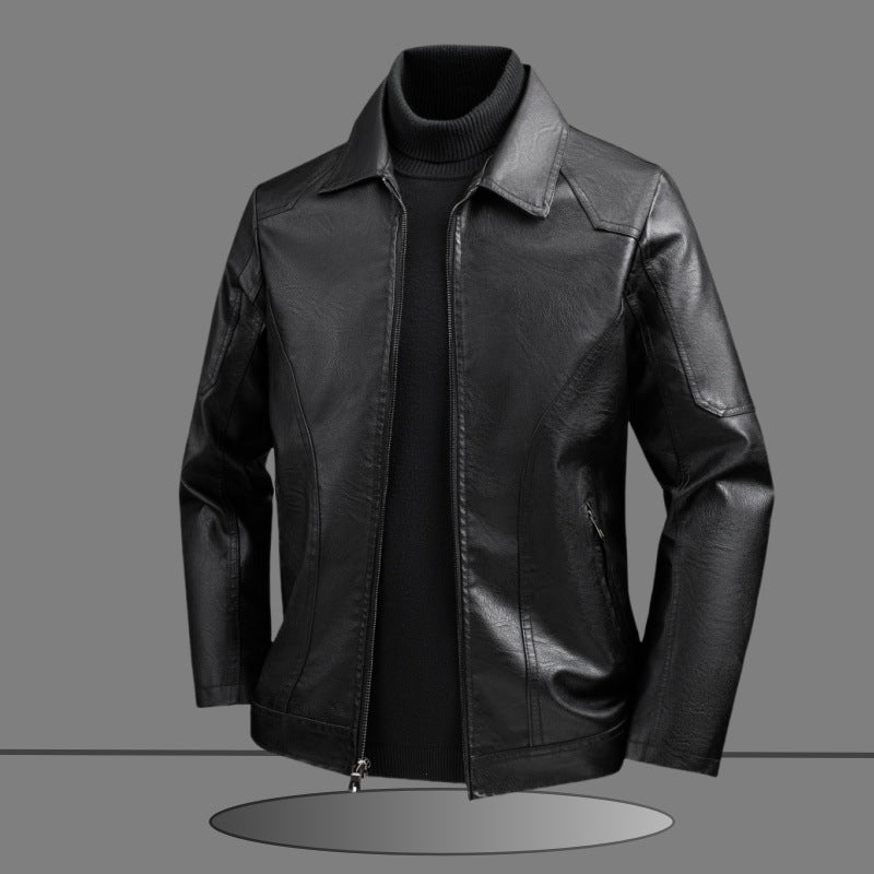 Herren Slim-Fit Kunstlederjacke im minimalistischen Hemdkragen-Design mit verdecktem Zwei-Wege-Reißverschluss Nord Taschen