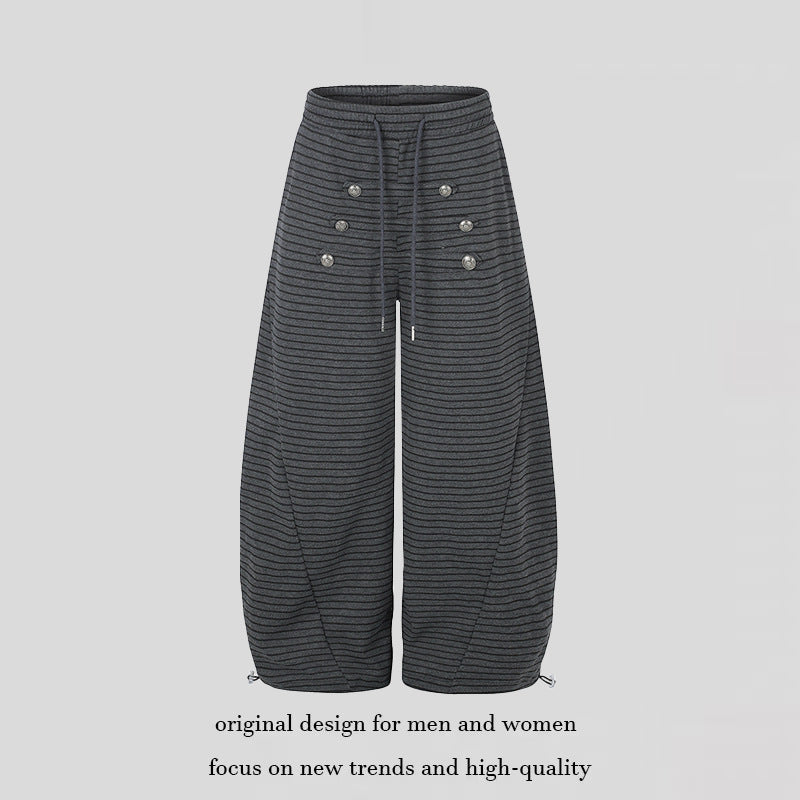 Damen Weite Palazzo-Culotte-Sweathose mit Tunnelzugbund und Zierknopfleiste Nord Taschen