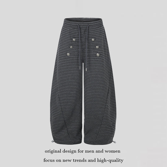 Damen Weite Palazzo-Culotte-Sweathose mit Tunnelzugbund und Zierknopfleiste Nord Taschen