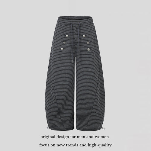Damen Weite Palazzo-Culotte-Sweathose mit Tunnelzugbund und Zierknopfleiste Nord Taschen