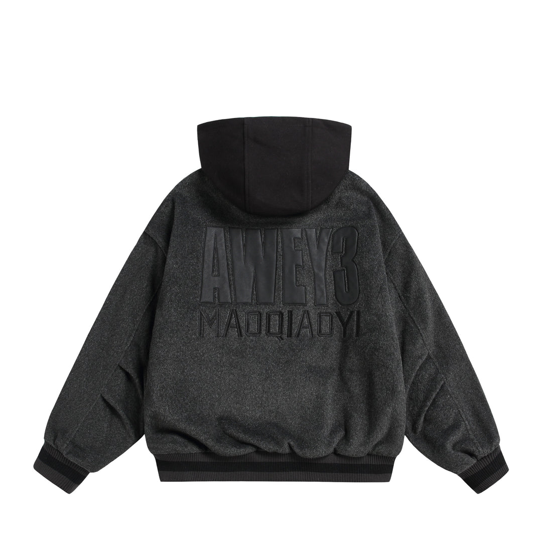 Unisex Oversize Fleece-Bomberjacke mit Kontrastkapuze Nord Taschen