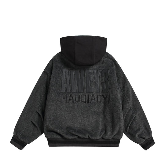 Unisex Oversize Fleece-Bomberjacke mit Kontrastkapuze Nord Taschen