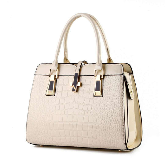 Damen Handtasche mit luxuriösem Krokodilleder-Look und goldenen Akzenten Nord Taschen