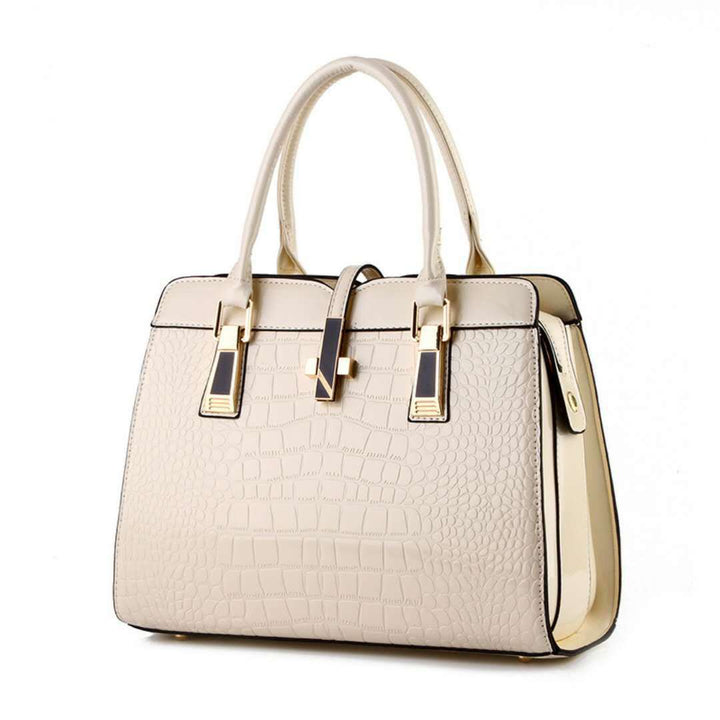 Damen Handtasche mit luxuriösem Krokodilleder-Look und goldenen Akzenten Nord Taschen