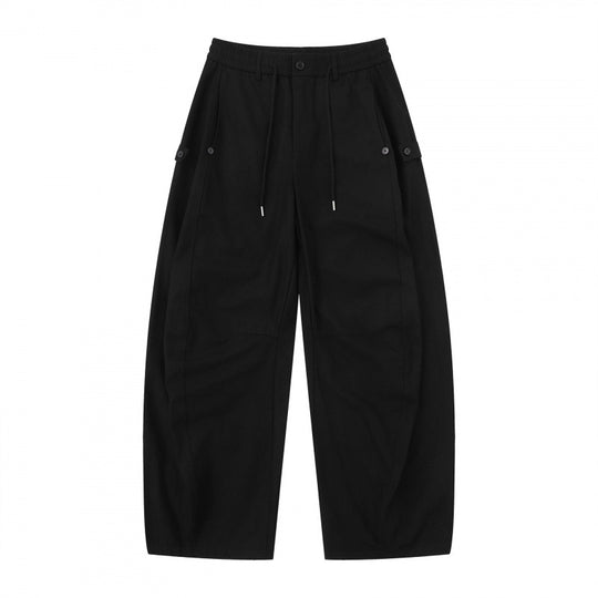 Damen Weite Culotte-Cargo-Hose mit elastischem Bund, Tunnelzug und aufgesetzten Taschen Nord Taschen