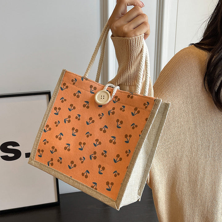 Damen Jute-Tasche mit buntem Blumenmuster Nord Taschen