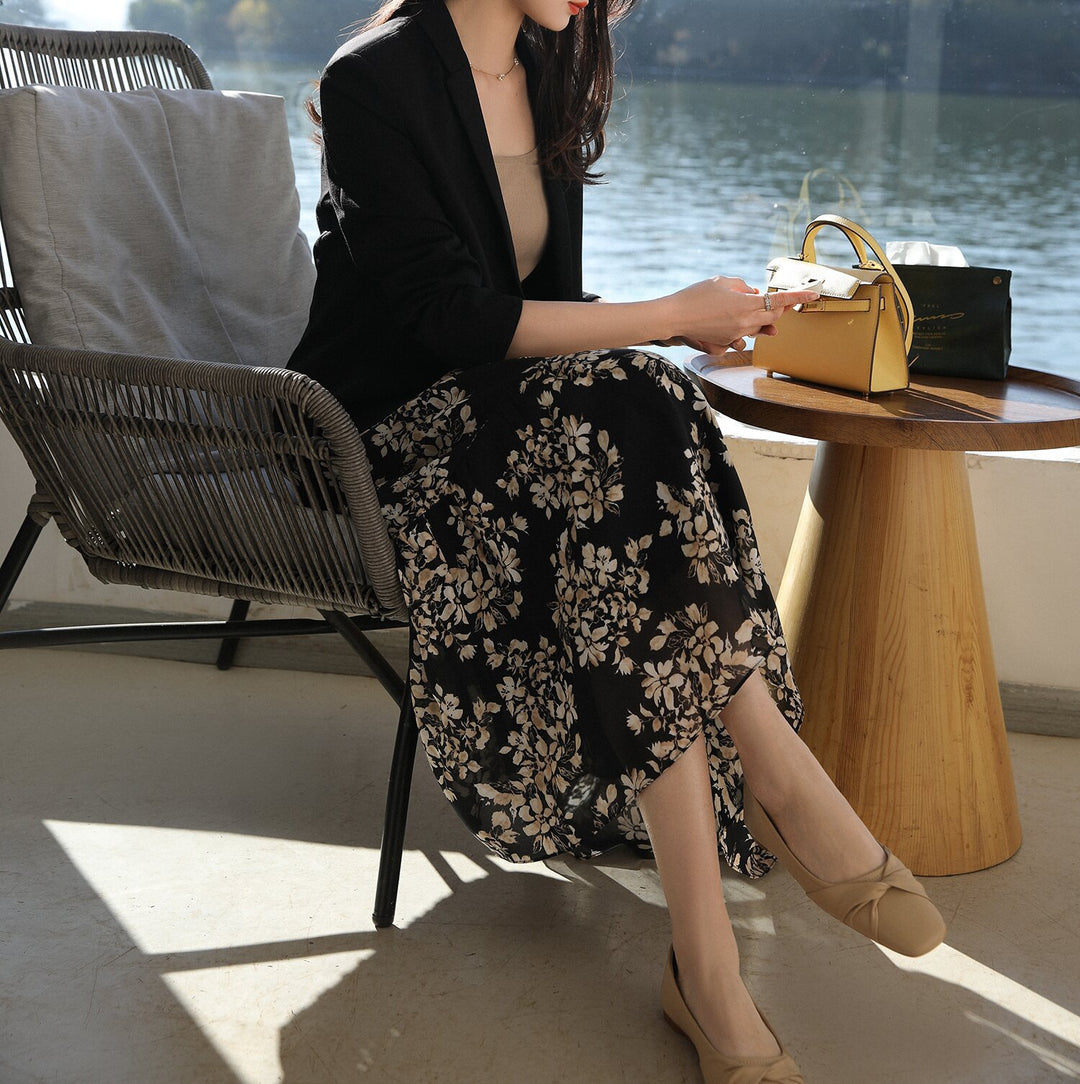 Damen Taillierter Ein-Knopf-Blazer aus leichtem Crepe mit geschwungener Saumlinie Nord Taschen
