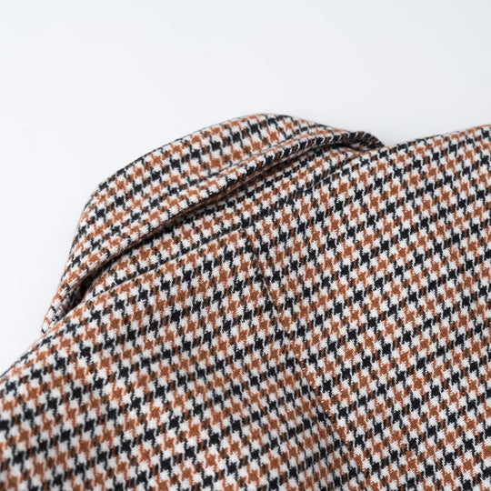 Damen Cropped Blazer im Hahnentritt-Muster mit doppelreihiger Knopfleiste Nord Taschen