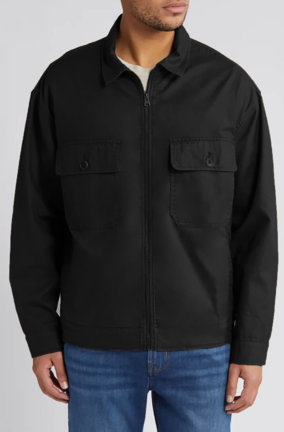 Herren Overshirt im Workwear-Stil mit durchgehendem Reißverschluss und aufgesetzten Brusttaschen Nord Taschen