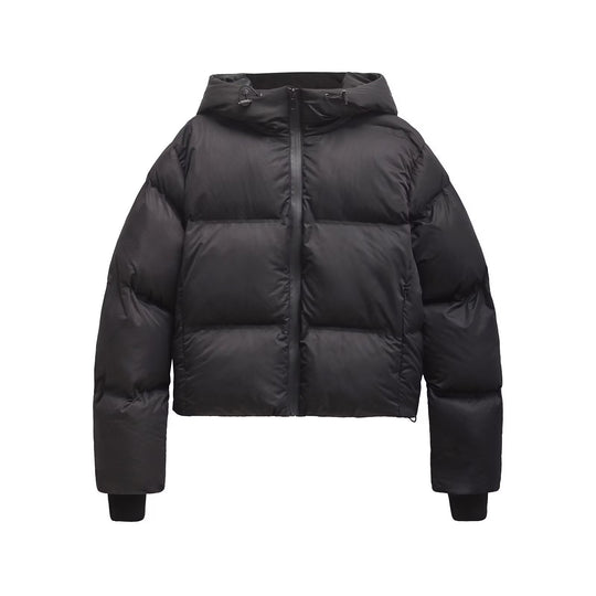 Damen Cropped Stepp-Parka mit Kapuze, wasserdichtem Reißverschluss und Rippbündchen Nord Taschen