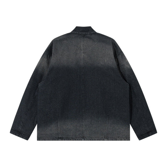 Unisex Jeans-Kimonojacke mit Bindegürtel und gemusterter Futterung Nord Taschen