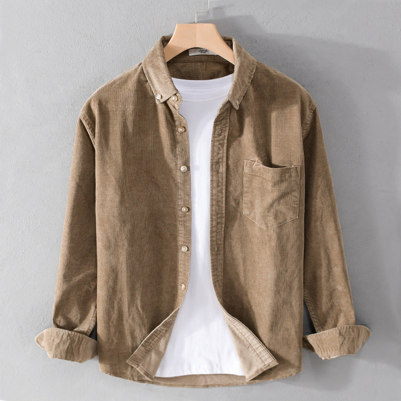 Herren Feines Cord-Overshirt mit Button-Down-Kragen und Brusttasche Nord Taschen