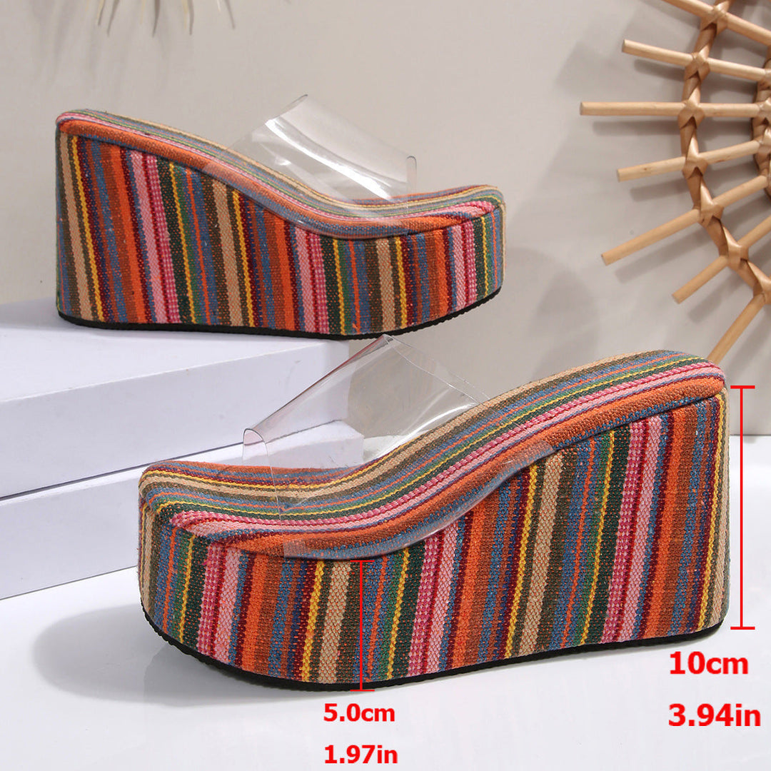 Damen Wedge-Pantoletten mit elegantem Stoffoberteil und komfortablem Fußbett