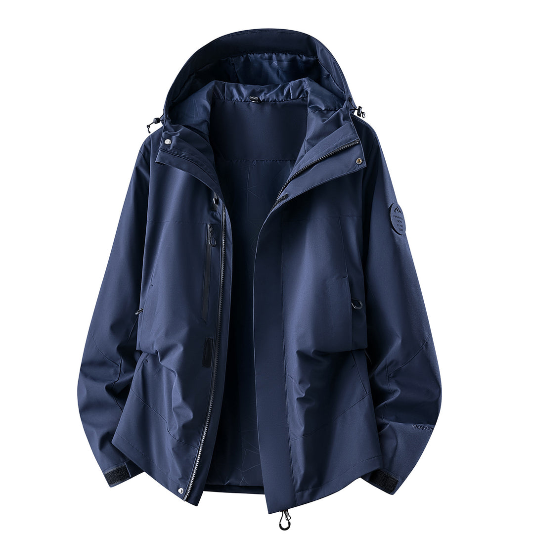Herren wasserdichte Outdoorjacke mit abnehmbarer Fleece-Innenjacke Nord Taschen