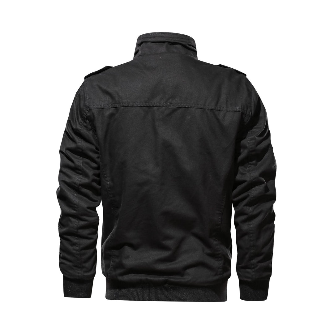 Herren Utility-Bomberjacke im Military-Stil mit Rippstehkragen und Mehrfachtaschen Nord Taschen