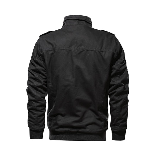 Herren Utility-Bomberjacke im Military-Stil mit Rippstehkragen und Mehrfachtaschen Nord Taschen