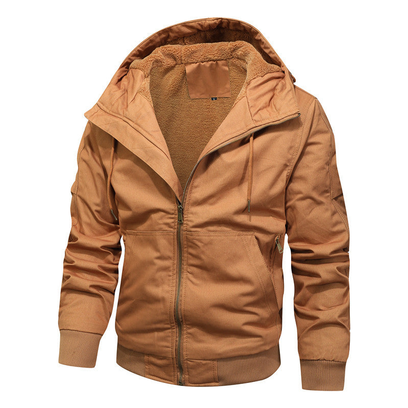 Herren Kapuzenjacke mit Sherpa-Futter und Canvas-Außenmaterial Nord Taschen