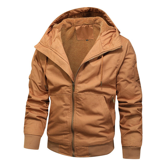 Herren Kapuzenjacke mit Sherpa-Futter und Canvas-Außenmaterial Nord Taschen