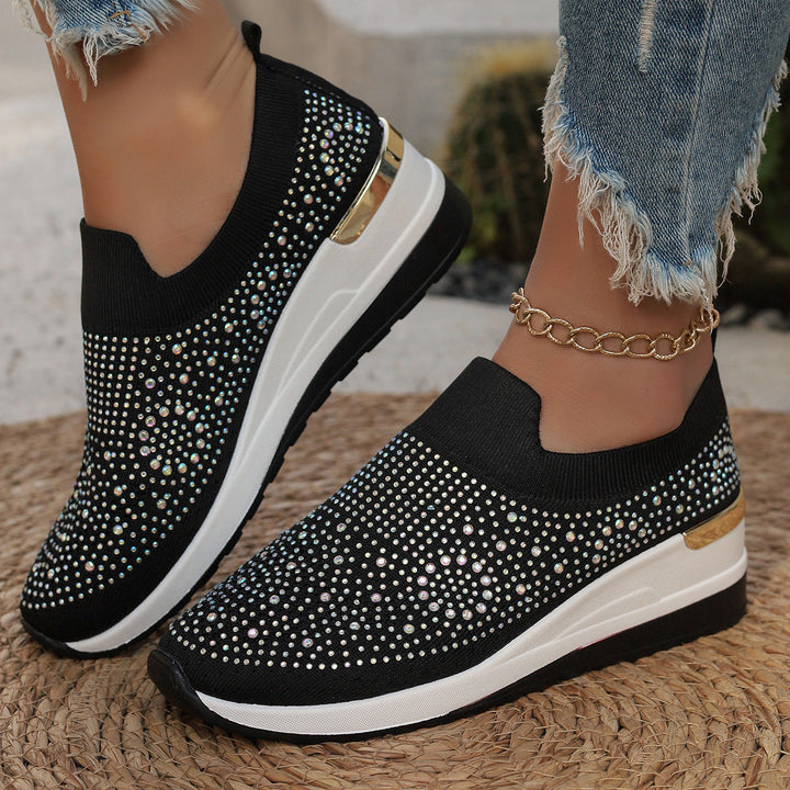 Damen Glitzernde Slip-On Sneakers mit bequemer und dämpfender Sohle