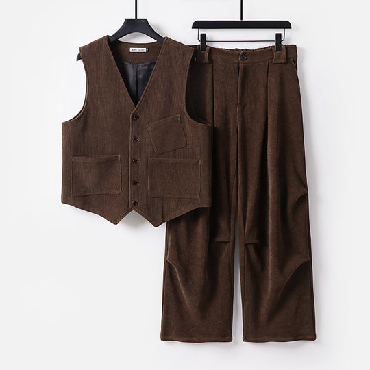 Herren Zweiteiliges Weste‑und Bundfaltenhose-Set im modernen Workwear-Stil Nord Taschen