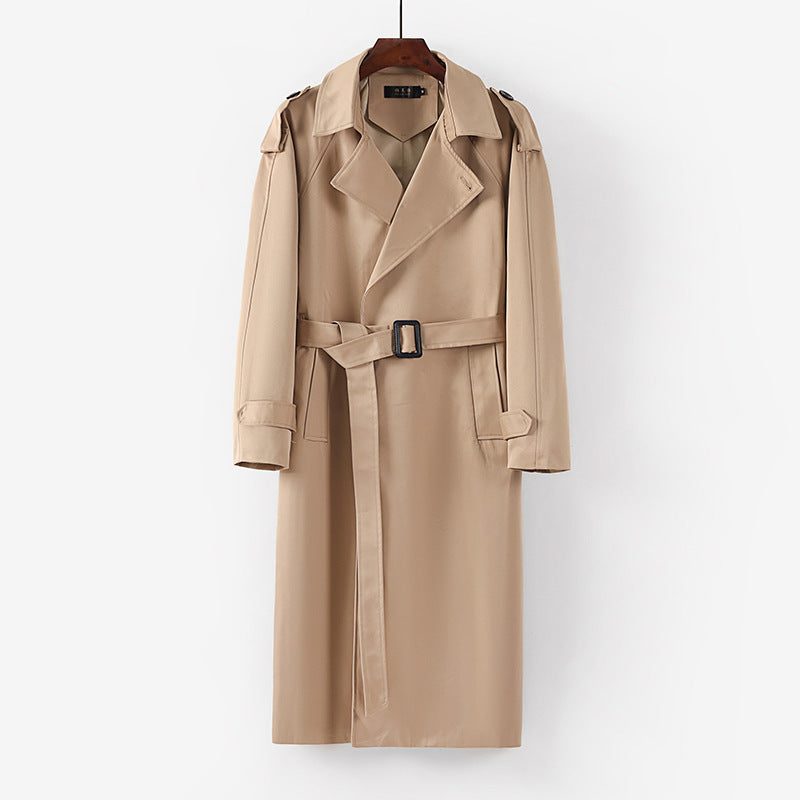 Unisex Langer minimalistischer Trenchcoat mit Gürtel und Schulterklappen Nord Taschen
