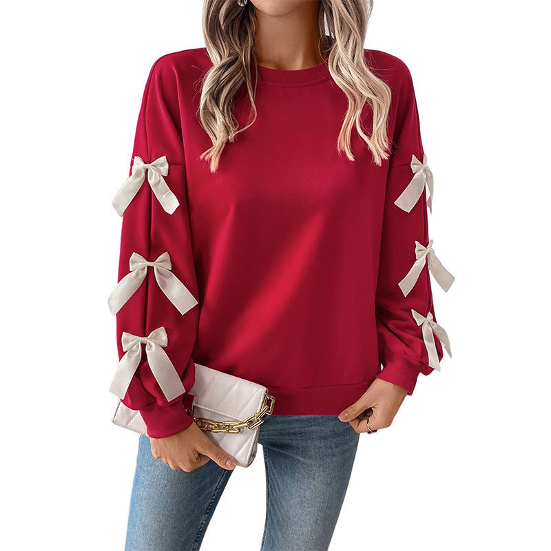 Damen Modischer Pullover mit Schleifchen Nord Taschen