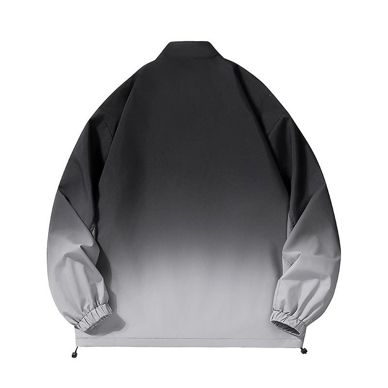 Herren leichte Farbverlauf Windbreakerjacke mit Stehkragen, durchgehendem Reißverschluss & Kordelzugsaum Nord Taschen