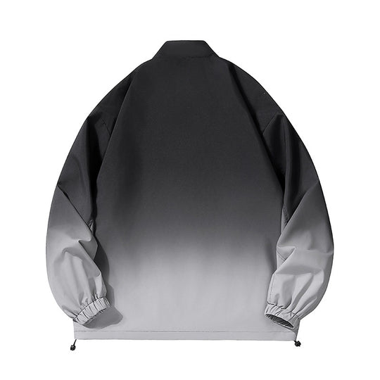 Herren leichte Farbverlauf Windbreakerjacke mit Stehkragen, durchgehendem Reißverschluss & Kordelzugsaum Nord Taschen