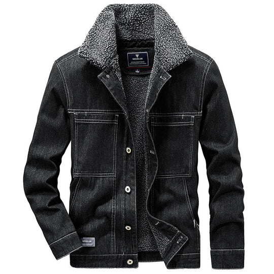 Herren Sherpa-gefütterte Denimjacke im Worker-Style Nord Taschen