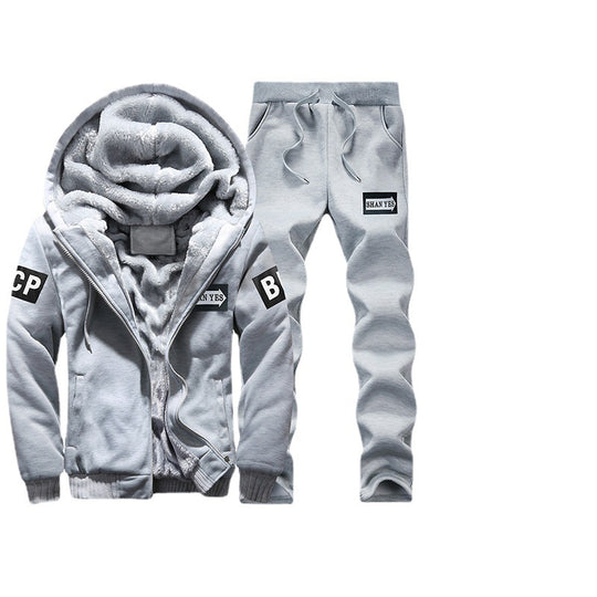 Herren warmes zweiteiliges Trainingsset mit Teddyfutter, Kapuzenjacke und Kordel-Jogginghose Nord Taschen