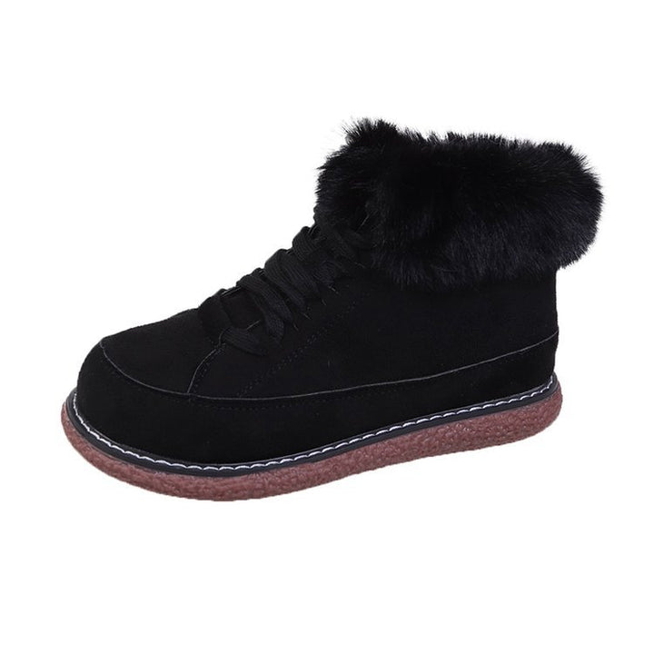 Damen  gefütterte Schnür-Boots mit Kunstfellkragen und rutschfester Plateau-Sohle Nord Taschen