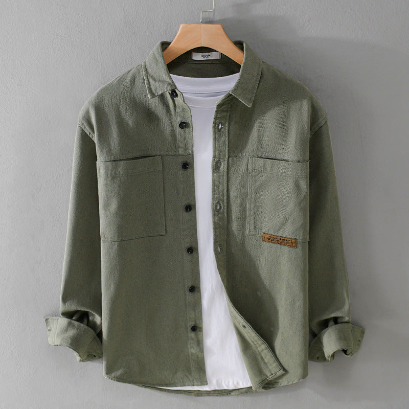 Herren Overshirt-Hemd aus strukturiertem Baumwoll-Twill mit aufgesetzten Brusttaschen und relaxed Fit Nord Taschen