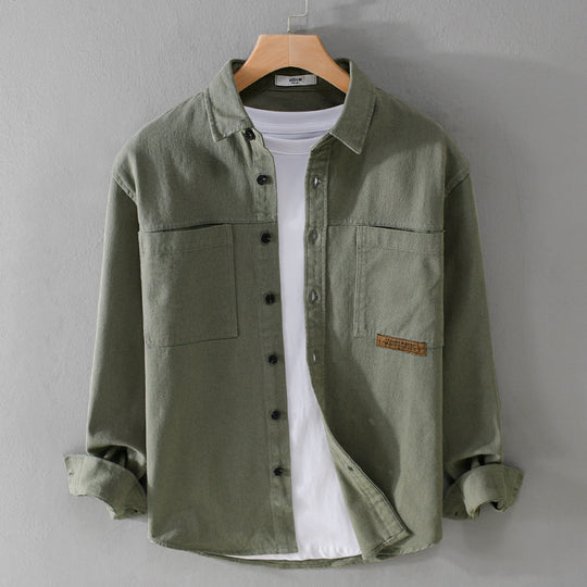 Herren Overshirt-Hemd aus strukturiertem Baumwoll-Twill mit aufgesetzten Brusttaschen und relaxed Fit Nord Taschen