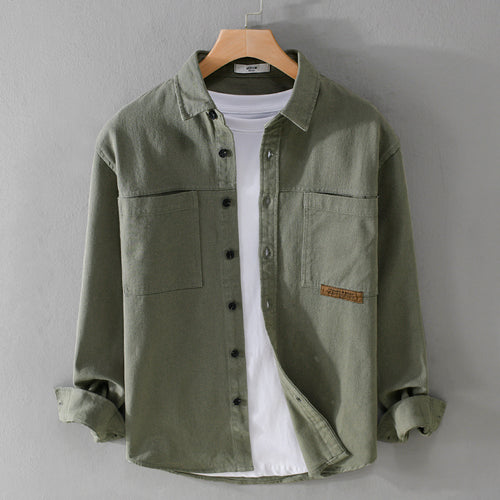 Herren Overshirt-Hemd aus strukturiertem Baumwoll-Twill mit aufgesetzten Brusttaschen und relaxed Fit Nord Taschen