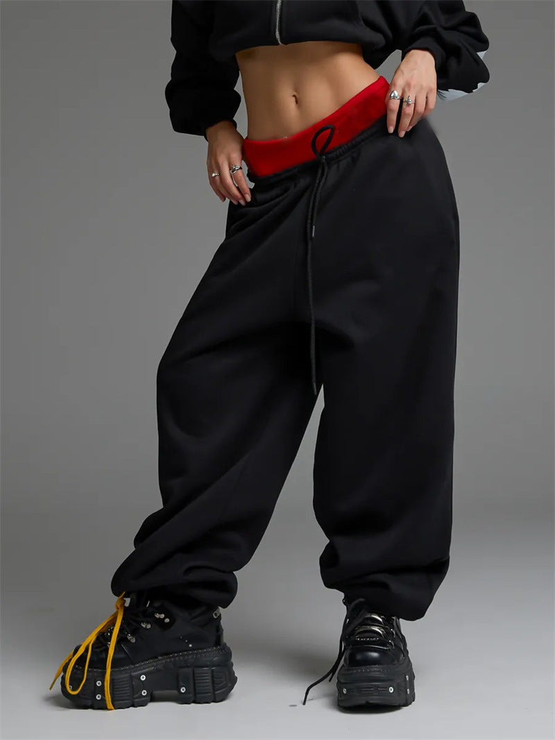 Damen Bequeme Baggy-Hose mit elastischem Bund und Kordelzug Nord Taschen