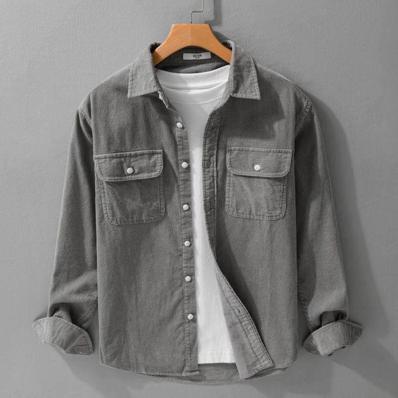 Herren Cord-Overshirt im Relaxed-Fit mit aufgesetzten Brustklappen und weichem Griff Nord Taschen
